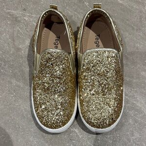 Gold Glitter Kids Slip-On Shoes
